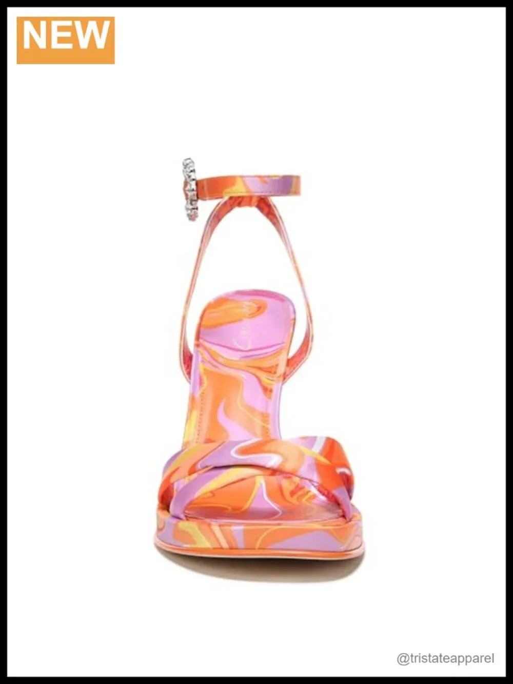 Women's Heeled Sandals with Ankle Strap and Embellished Buckle